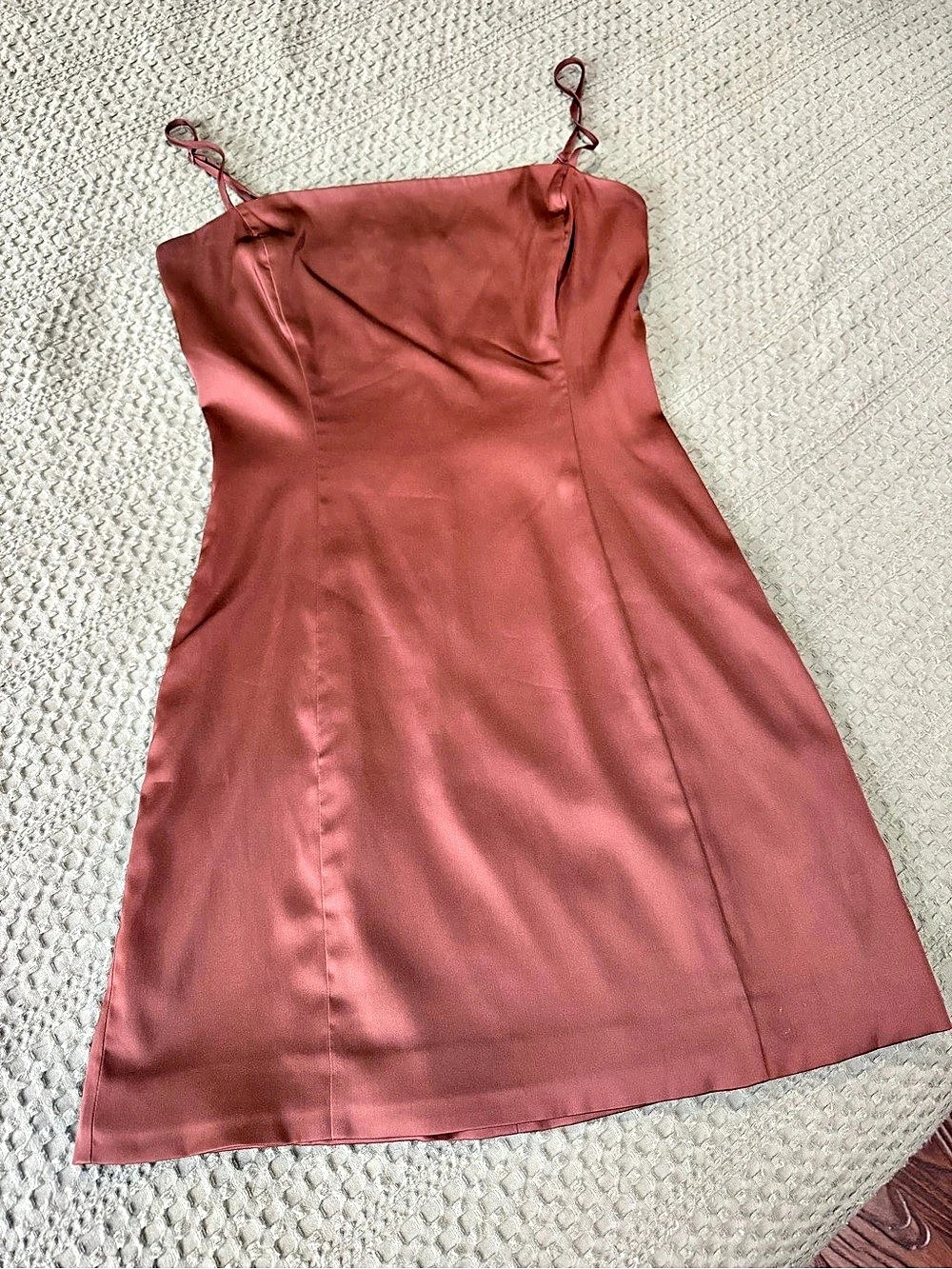 Aritzia Brown Satin Mini Dress